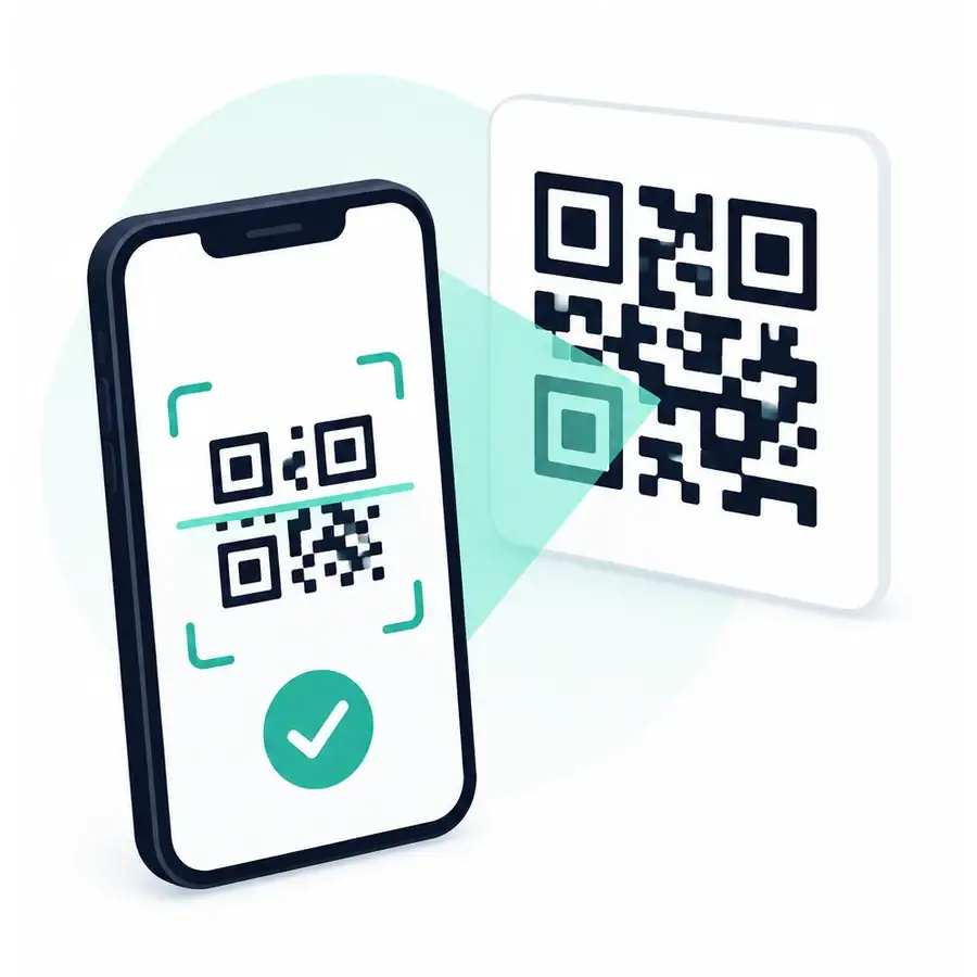 Smartphone scannt einen QR-Code und bestätigt den Check-in